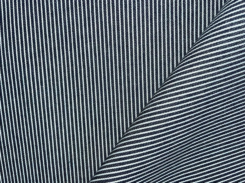 100% Cotton Denim  Fabric 58" wide available in THREE styles [DENIM NAVY PIN STRIPE DENIM NAVY BROWN AND GREY STRIPE DENIM SUSTAINABLE 2 X2 TWILL TENCIL COTTON] [14042/43/12376]
