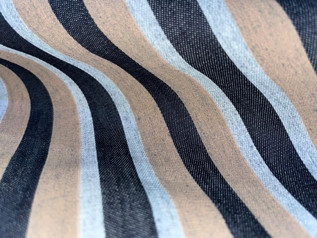 100% Cotton Denim  Fabric 58" wide available in THREE styles [DENIM NAVY PIN STRIPE DENIM NAVY BROWN AND GREY STRIPE DENIM SUSTAINABLE 2 X2 TWILL TENCIL COTTON] [14042/43/12376]