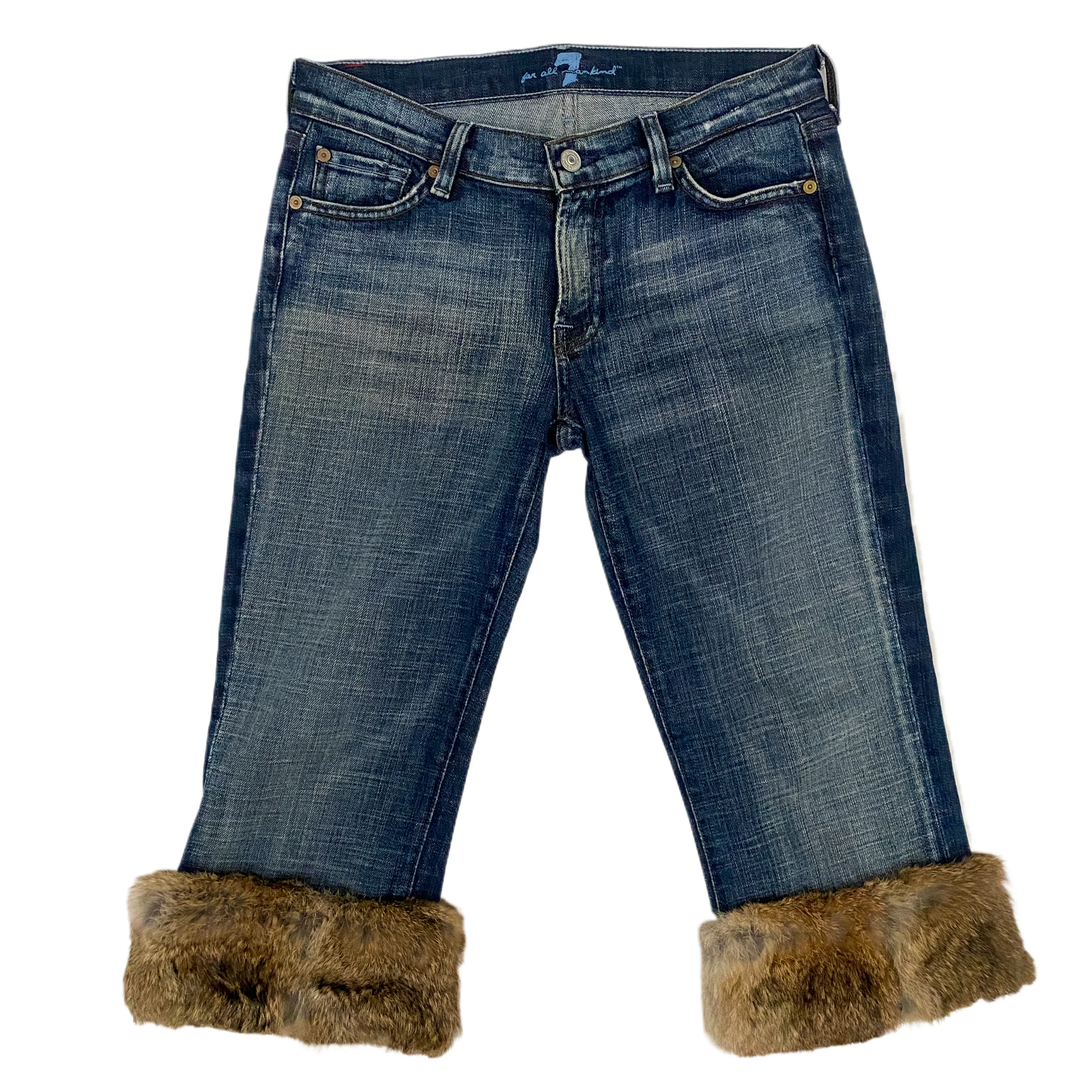 7FAM Low Rise Fur Trim Capris (S)