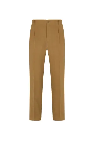 Beige Military Flannel Casual Trousers