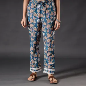 Blue - Sanganeri Block Printed Cotton Pant