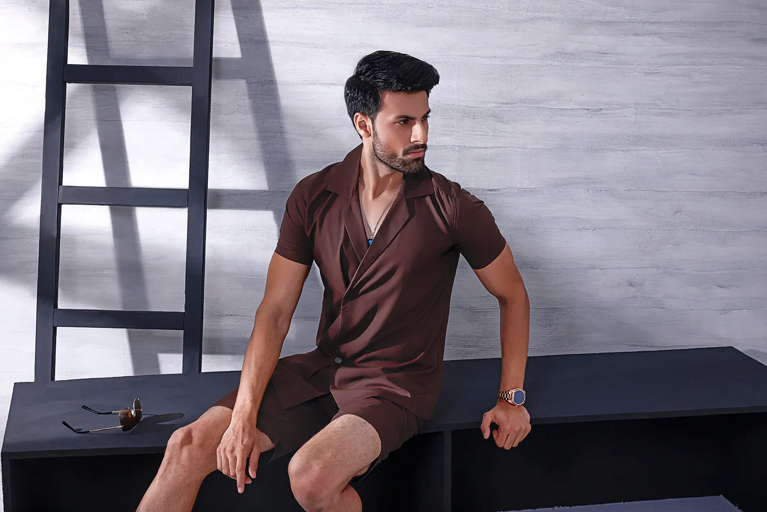 Brown Short Length Cotton Shorts
