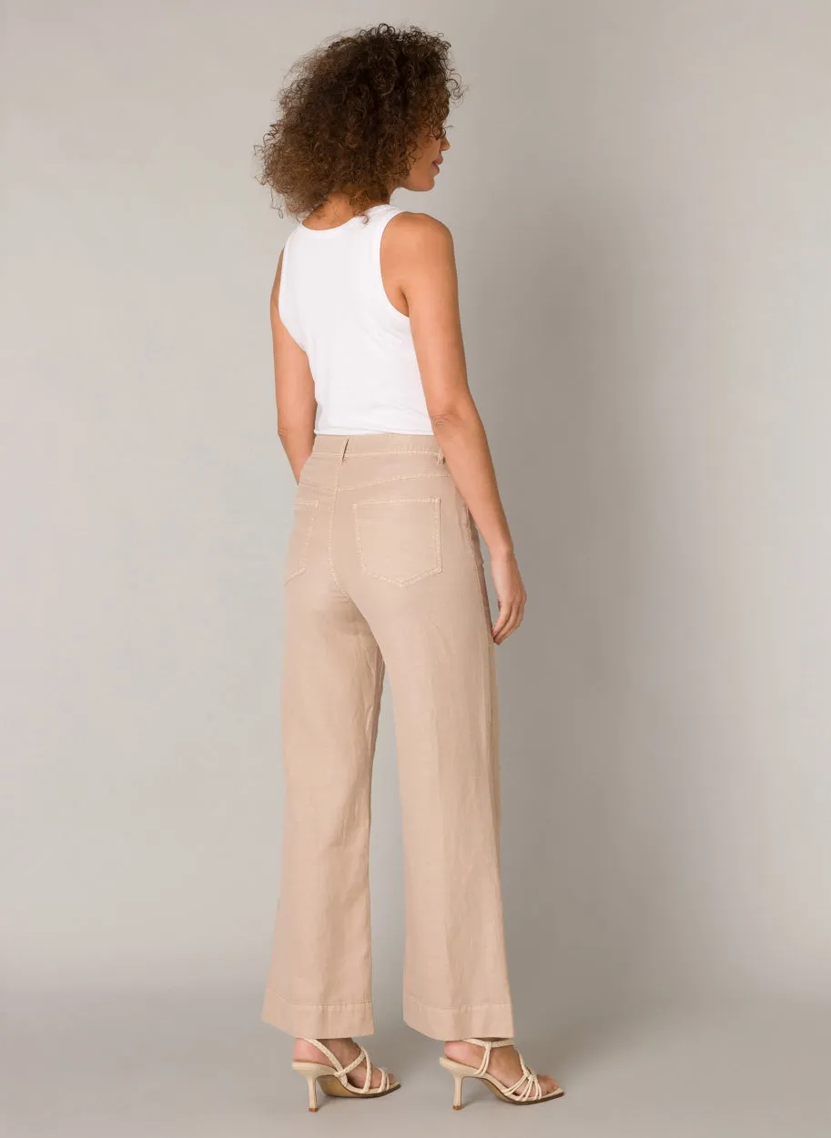 Button front wide leg pants