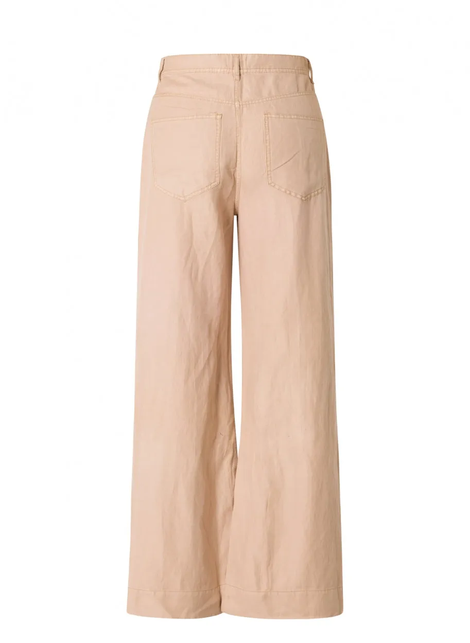 Button front wide leg pants