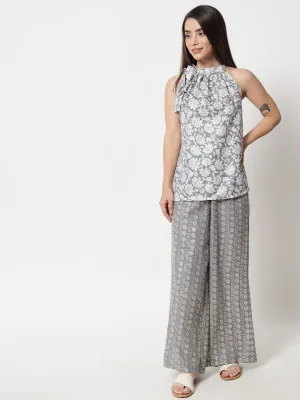 Cotton Gold Foil Printed Halter Co-Ord