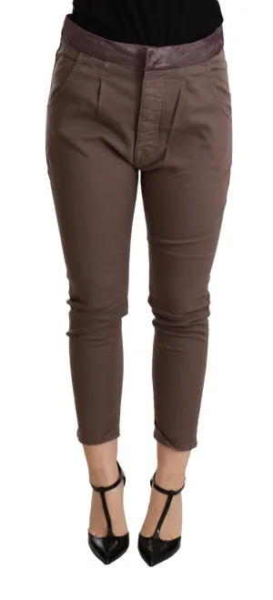 CYCLE Brown Mid Waist Cropped Skinny Stretch Trouser