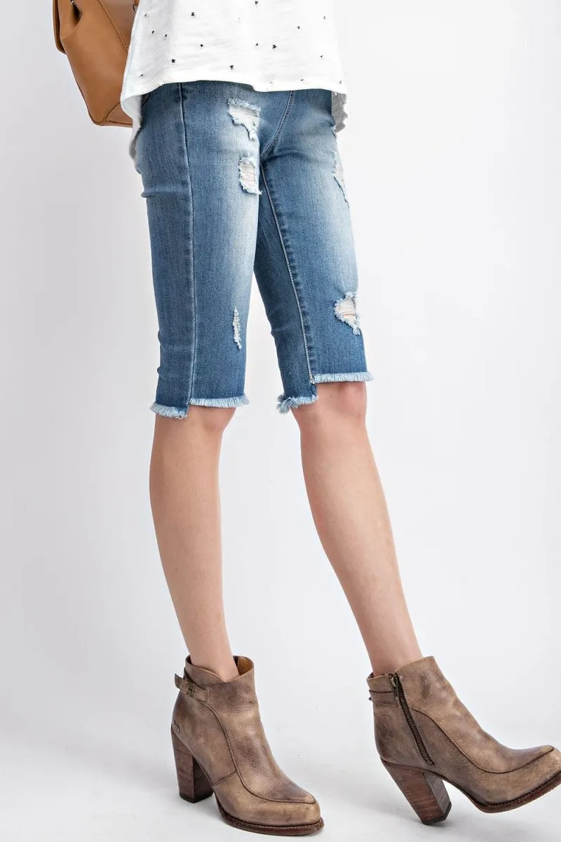 Dean Elastic Denim Capri's