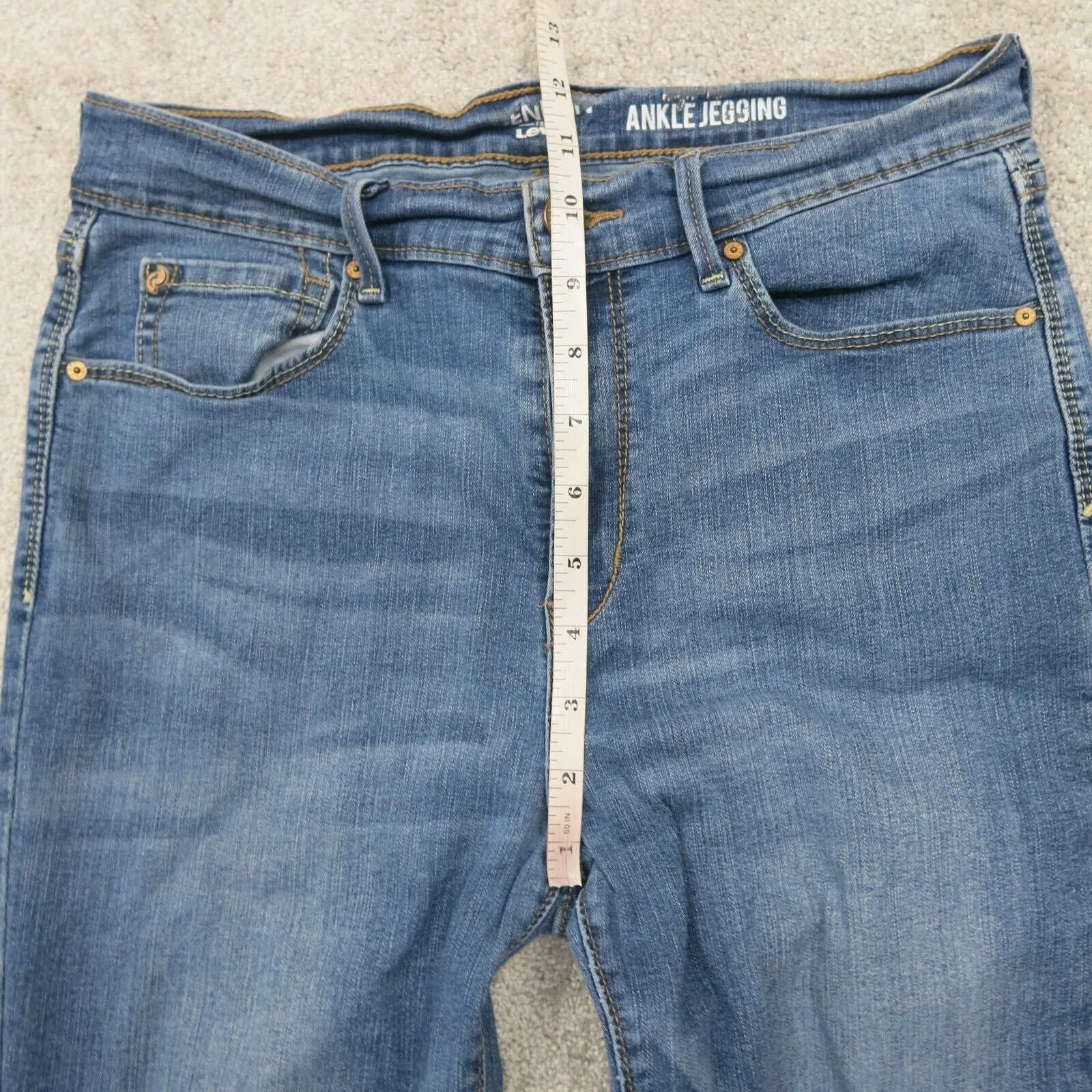 Denizen From Levis Womens Ankle Jegging Jeans Distressed Pockets Blue Size W31