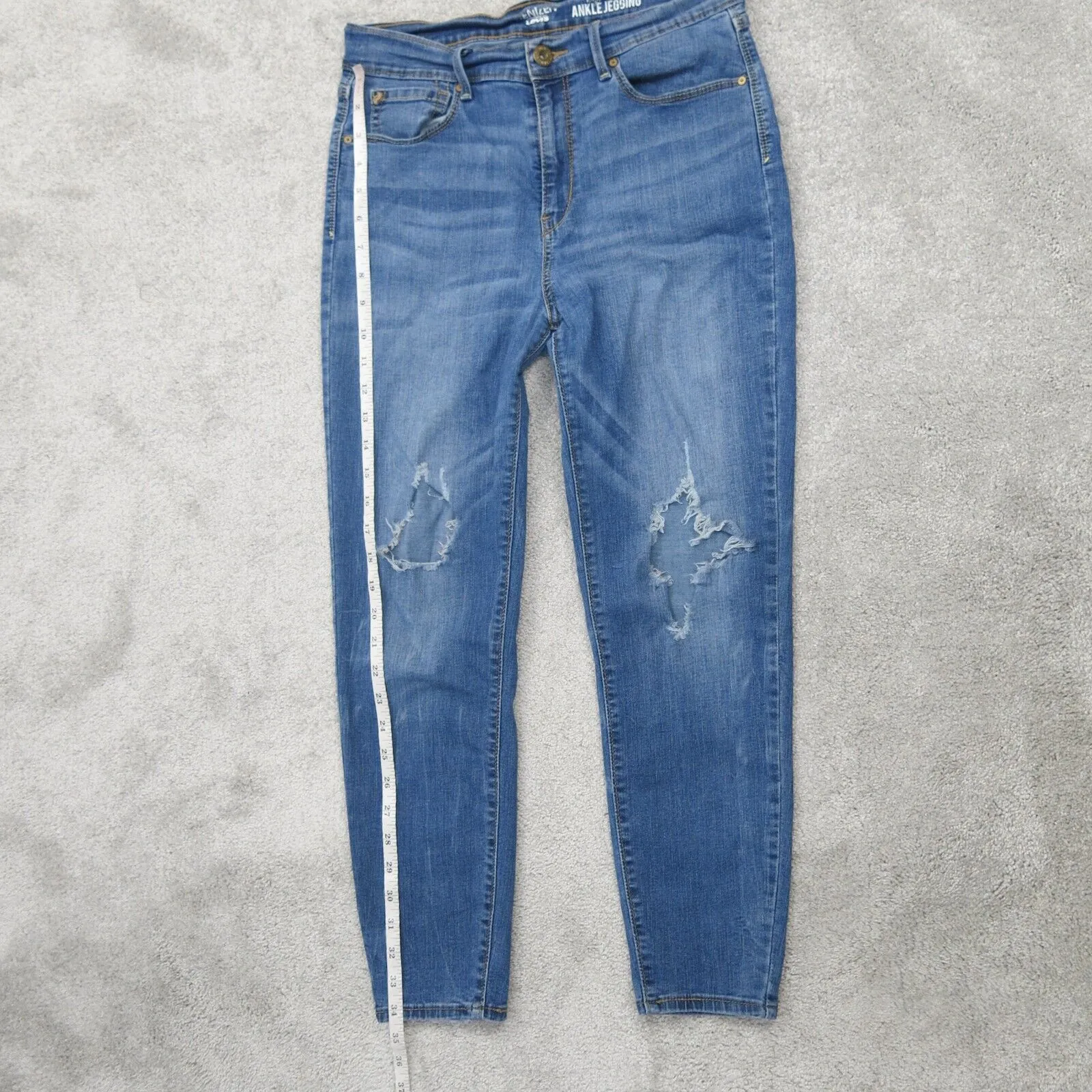 Denizen From Levis Womens Ankle Jegging Jeans Distressed Pockets Blue Size W31