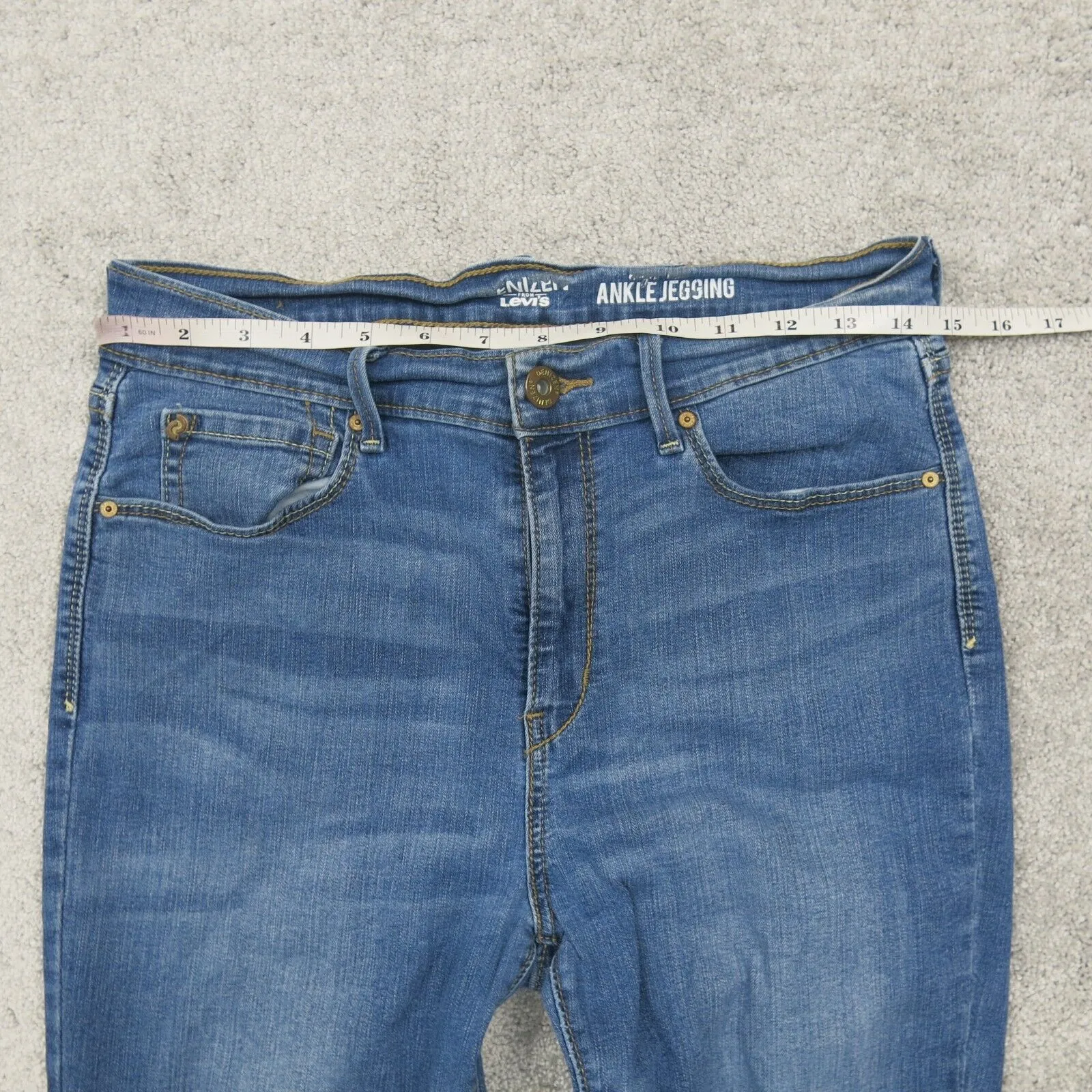 Denizen From Levis Womens Ankle Jegging Jeans Distressed Pockets Blue Size W31