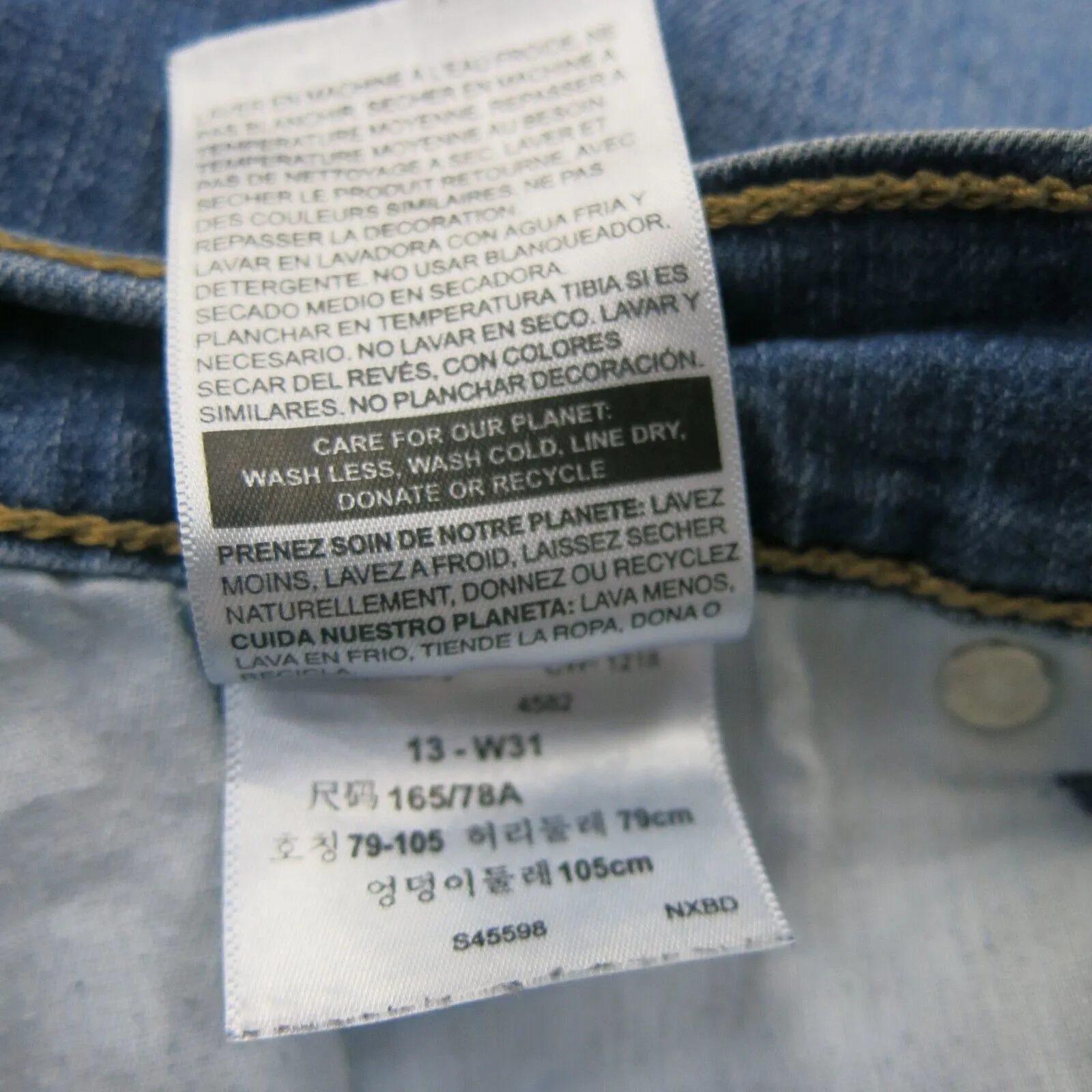 Denizen From Levis Womens Ankle Jegging Jeans Distressed Pockets Blue Size W31
