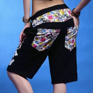Doodles Printed Hip Hop Dance Loose Harem Shorts