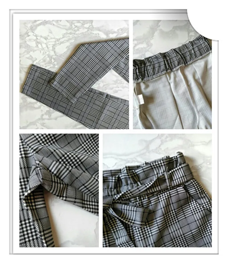 Elegant Grey High Waist Cigarette Pants Trousers With Belt Office Work Long For Women'S