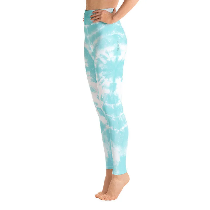 Express Turquoise Tie-Dye High Waist Yoga Leggings