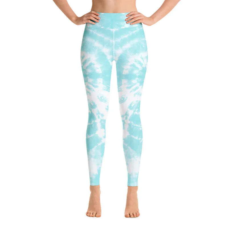 Express Turquoise Tie-Dye High Waist Yoga Leggings