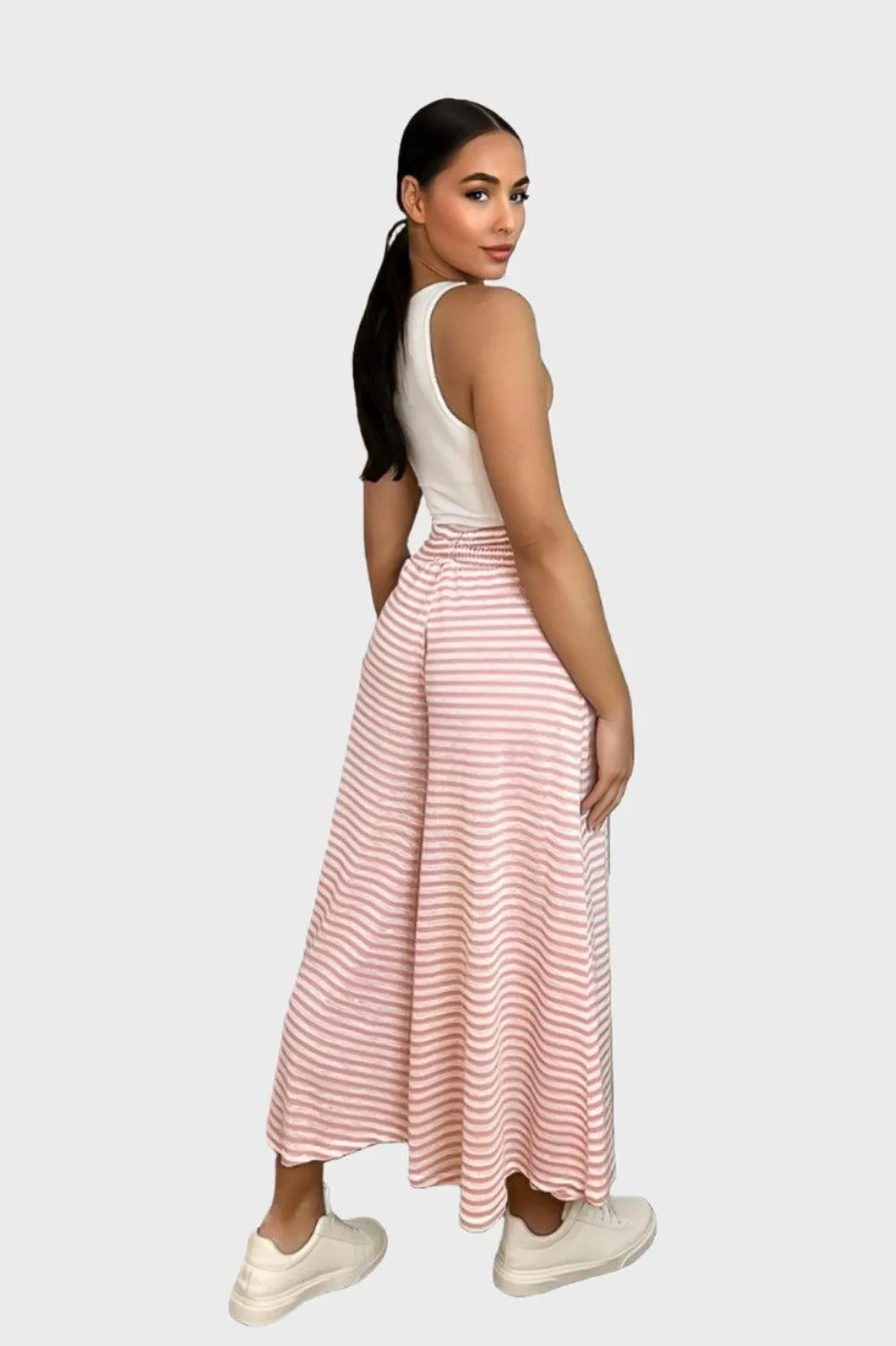 High Waist Stripy Palazzo Trousers