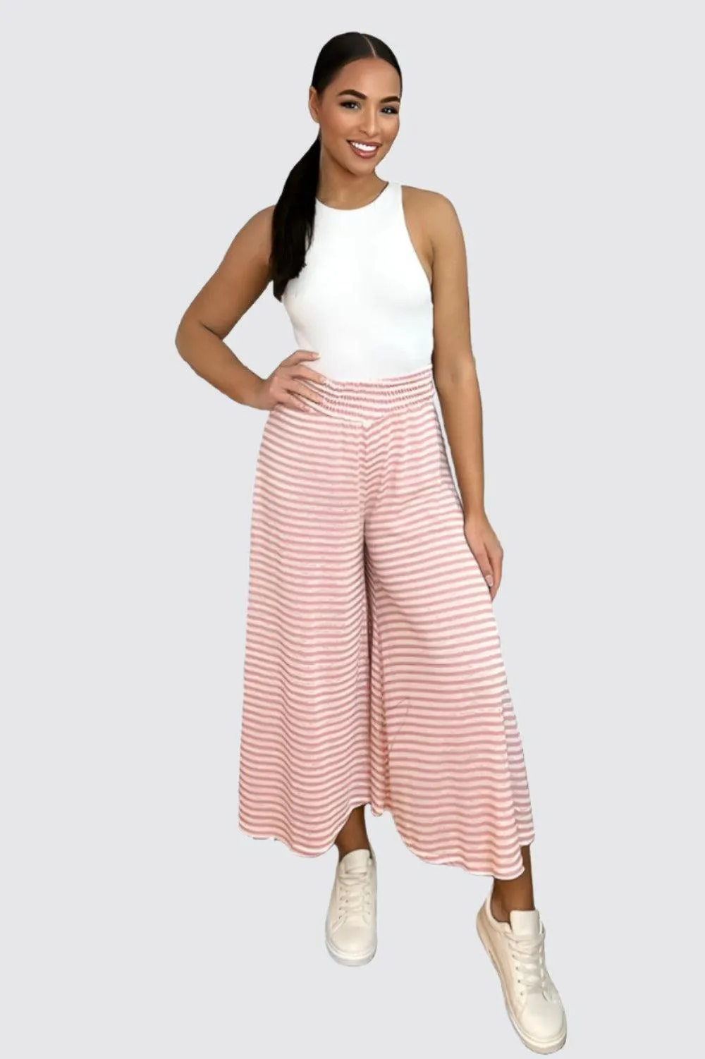 High Waist Stripy Palazzo Trousers