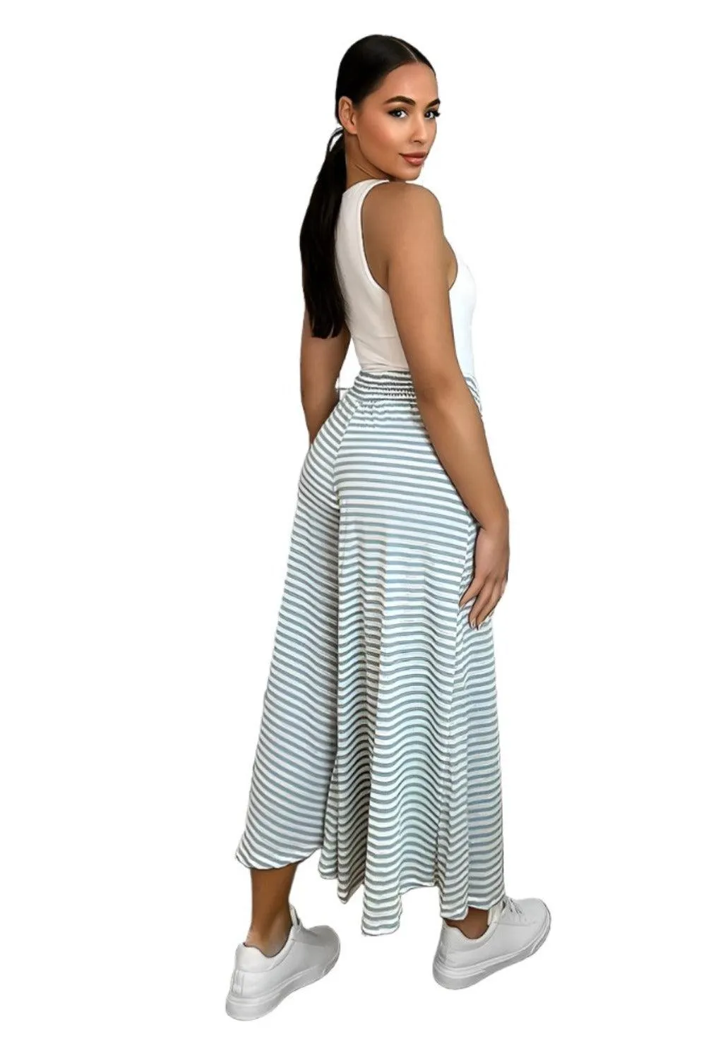 High Waist Stripy Palazzo Trousers
