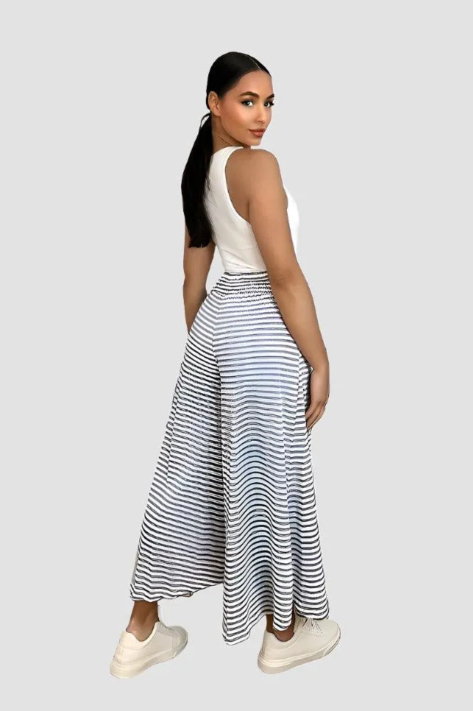 High Waist Stripy Palazzo Trousers