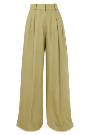 Husi Pleated Linen And Silk-blend Wide-leg Pants