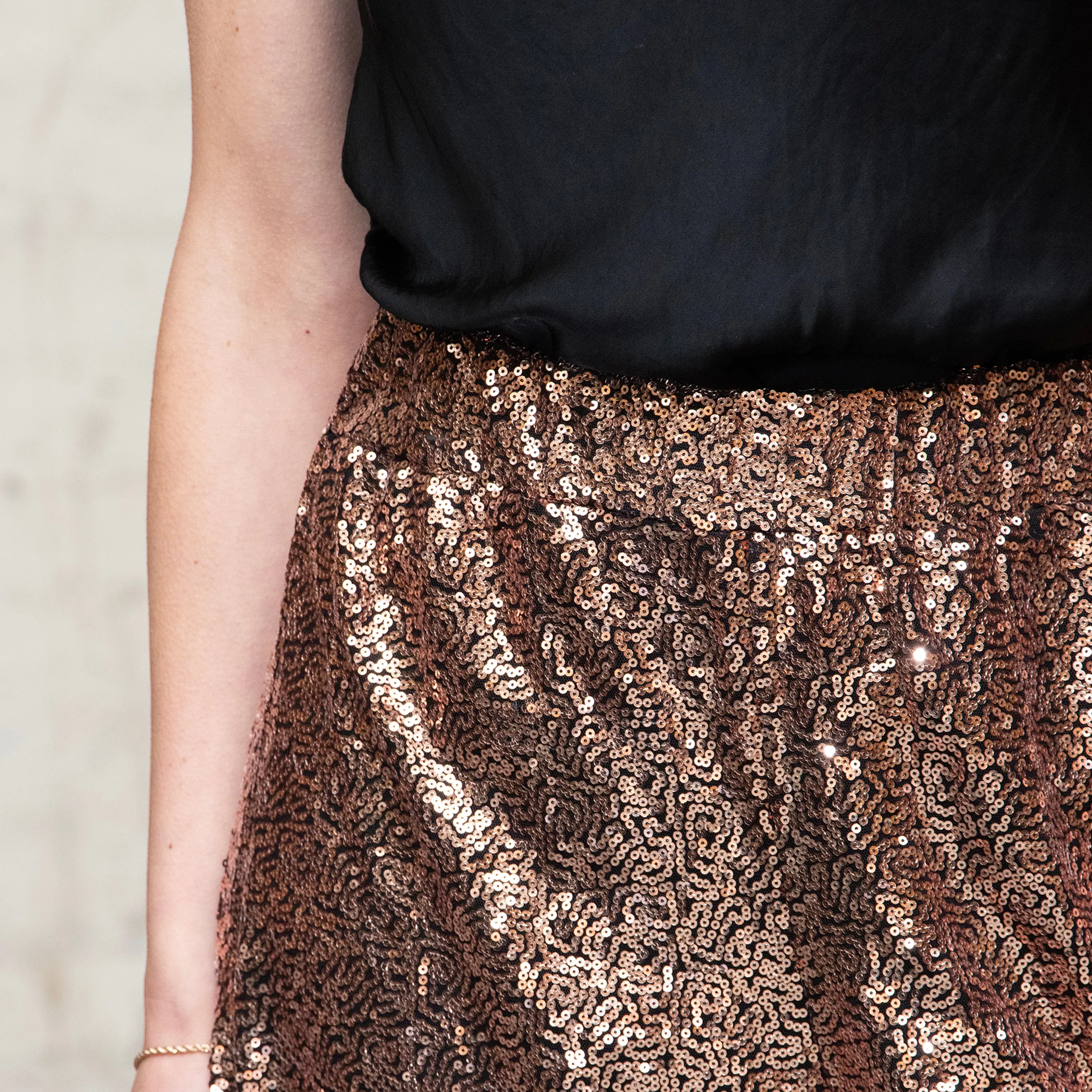 Izzie Wide Leg Trousers - Bronze, Sequin