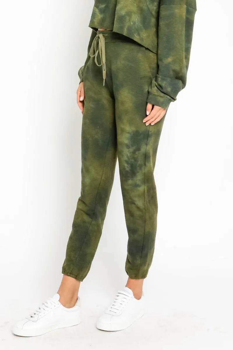 Just Go With It Olive Tie-Dye Drawstring Joggers