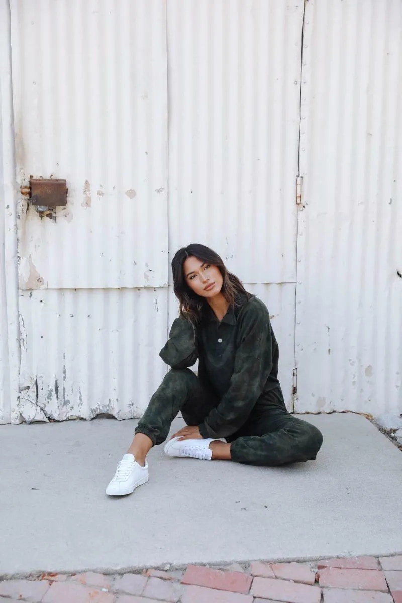 Just Go With It Olive Tie-Dye Drawstring Joggers