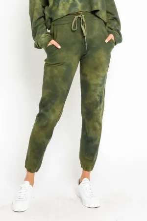 Just Go With It Olive Tie-Dye Drawstring Joggers