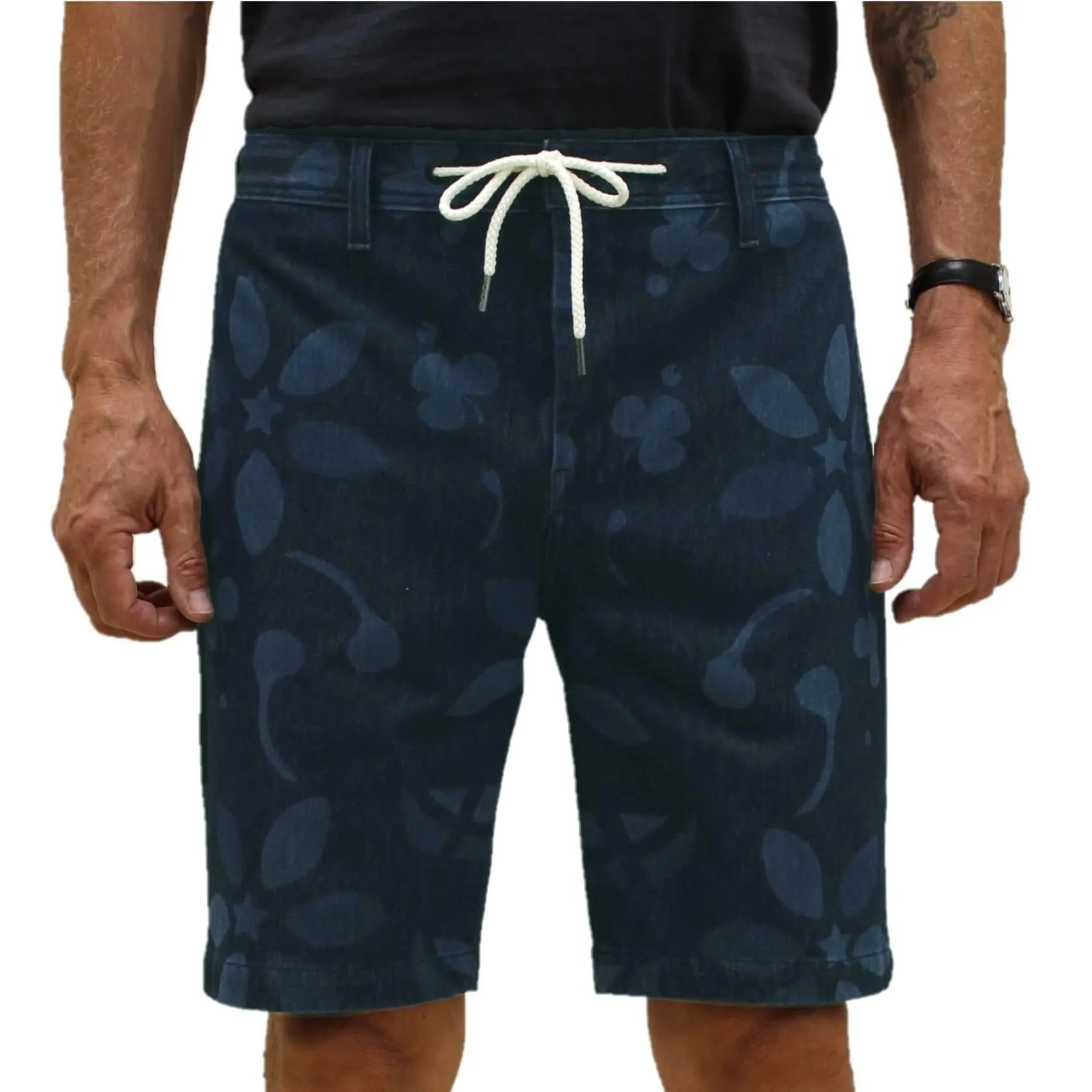KATO - "The Clip" Flower Print 4-Way Stretch Denit® Shorts