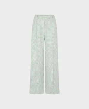 Langdon Cotton Silk Blend Houndstooth Wide Leg Trousers