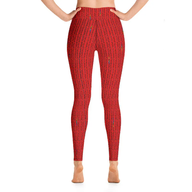 Red Triangle High Waist Yoga Leggings