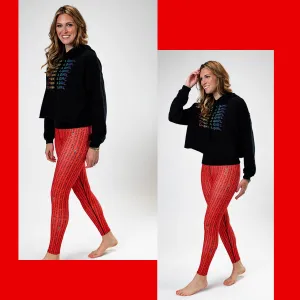 Red Triangle High Waist Yoga Leggings