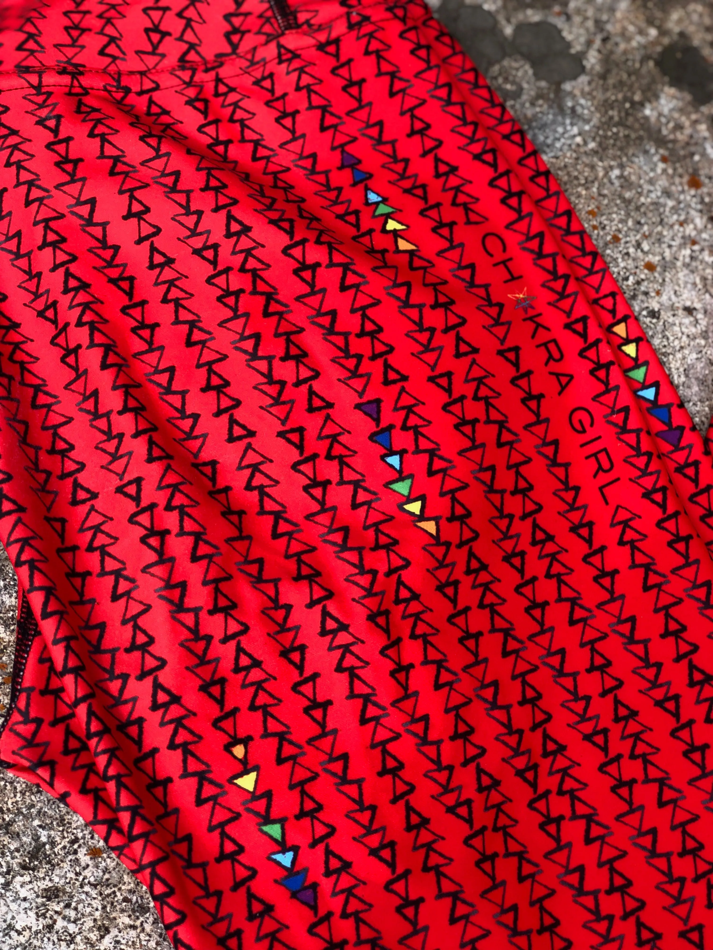 Red Triangle High Waist Yoga Leggings