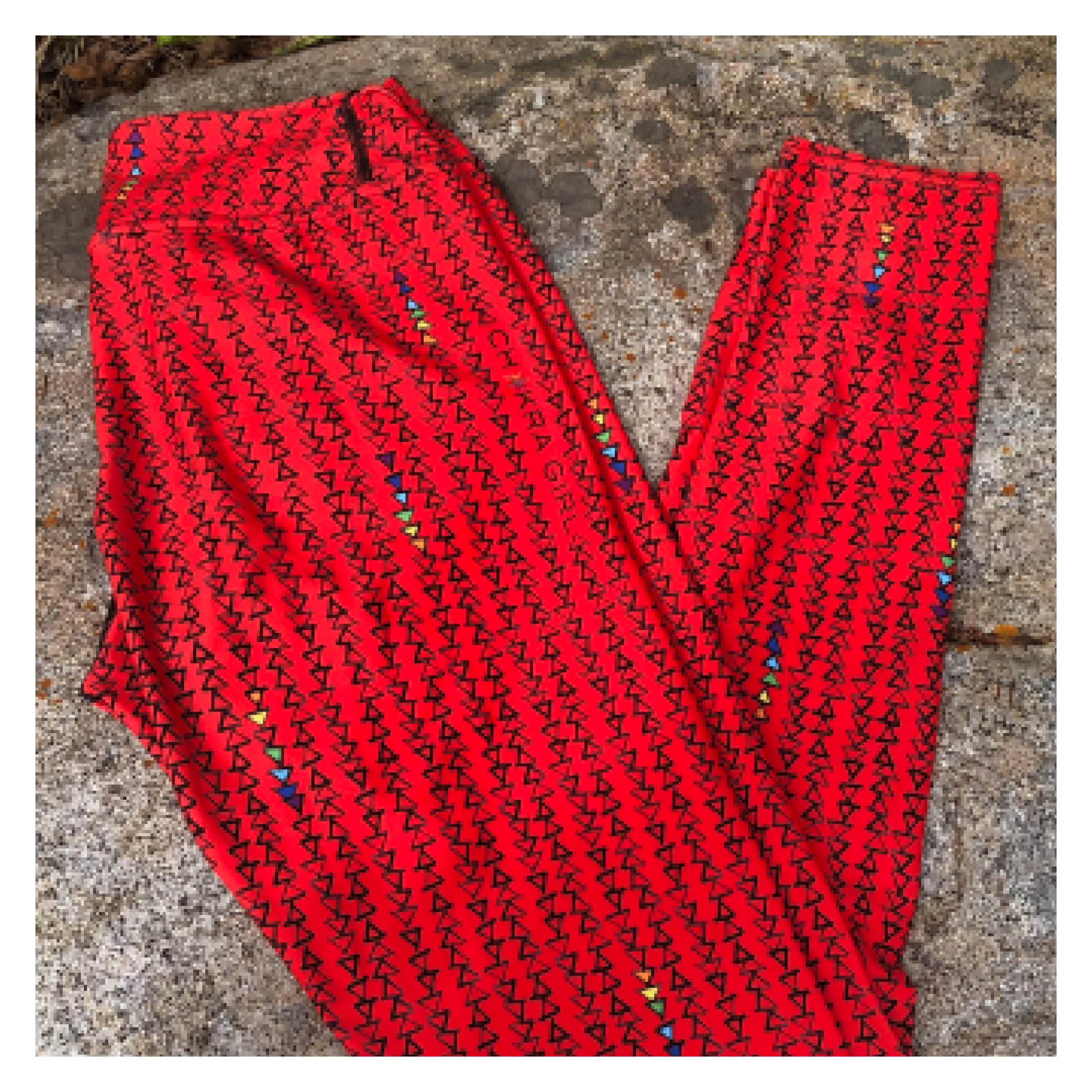 Red Triangle High Waist Yoga Leggings