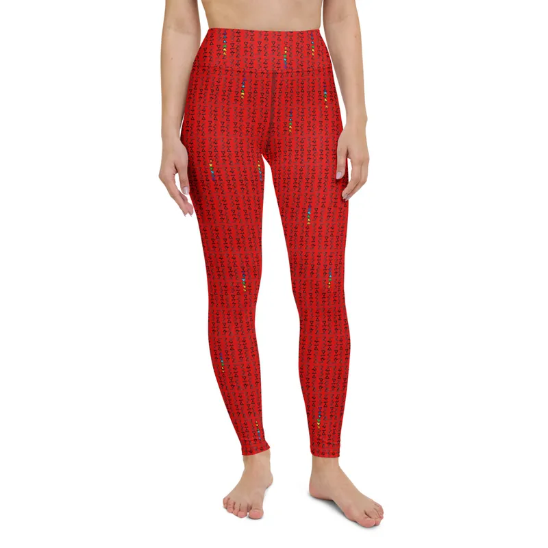 Red Triangle High Waist Yoga Leggings