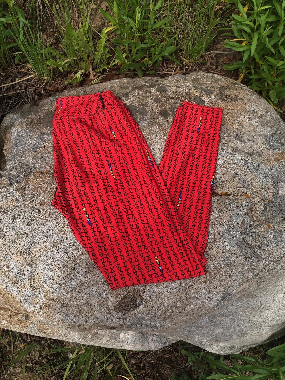 Red Triangle High Waist Yoga Leggings