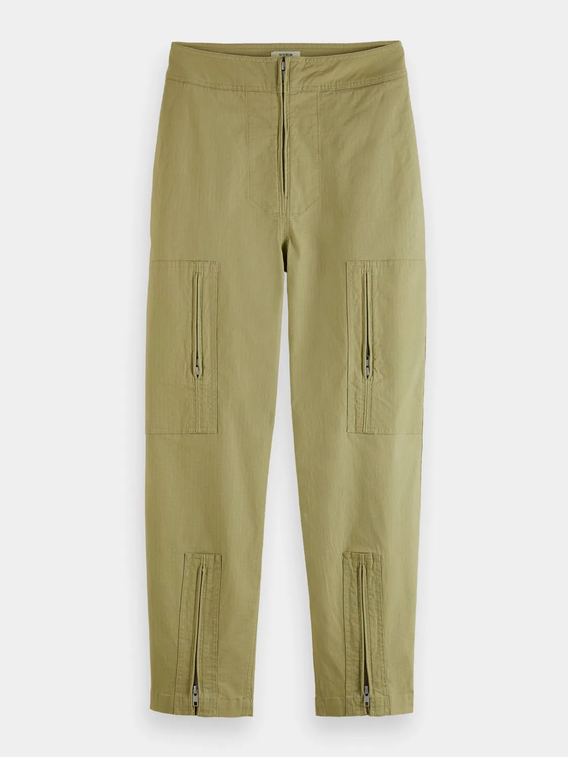 Ripstop high-rise straight-leg pants
