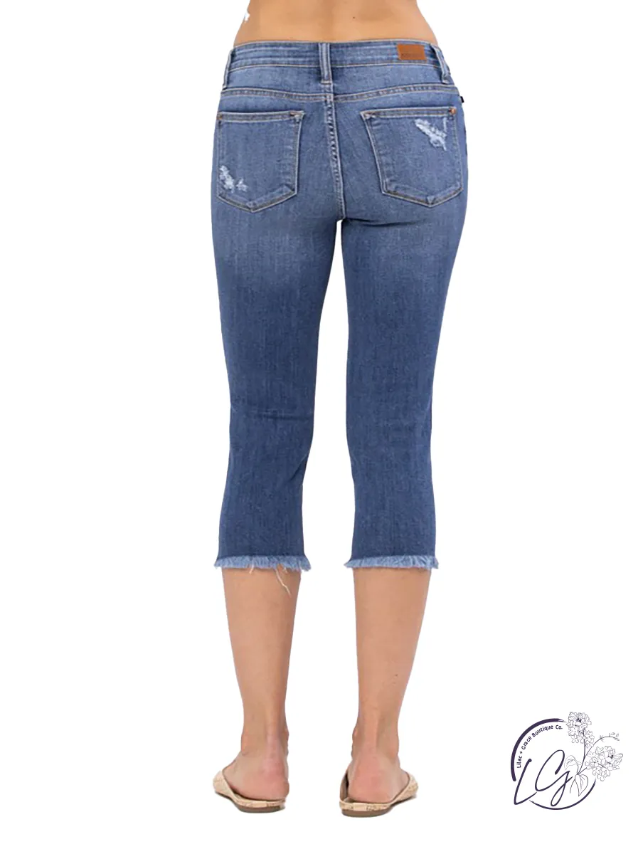 Sienna Mid-Rise Distressed Capri by Judy Blue