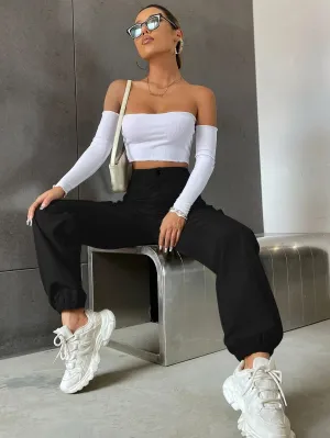 Solid Colored High Waist Pants