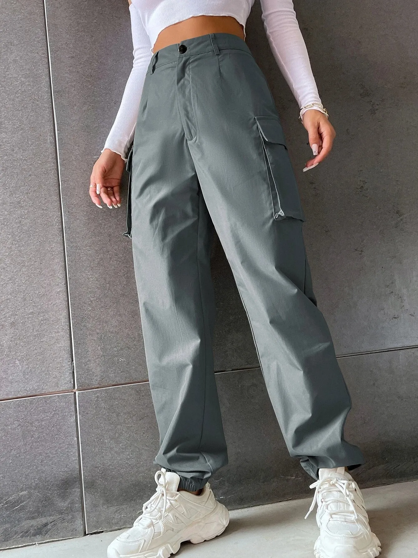 Solid Colored High Waist Pants