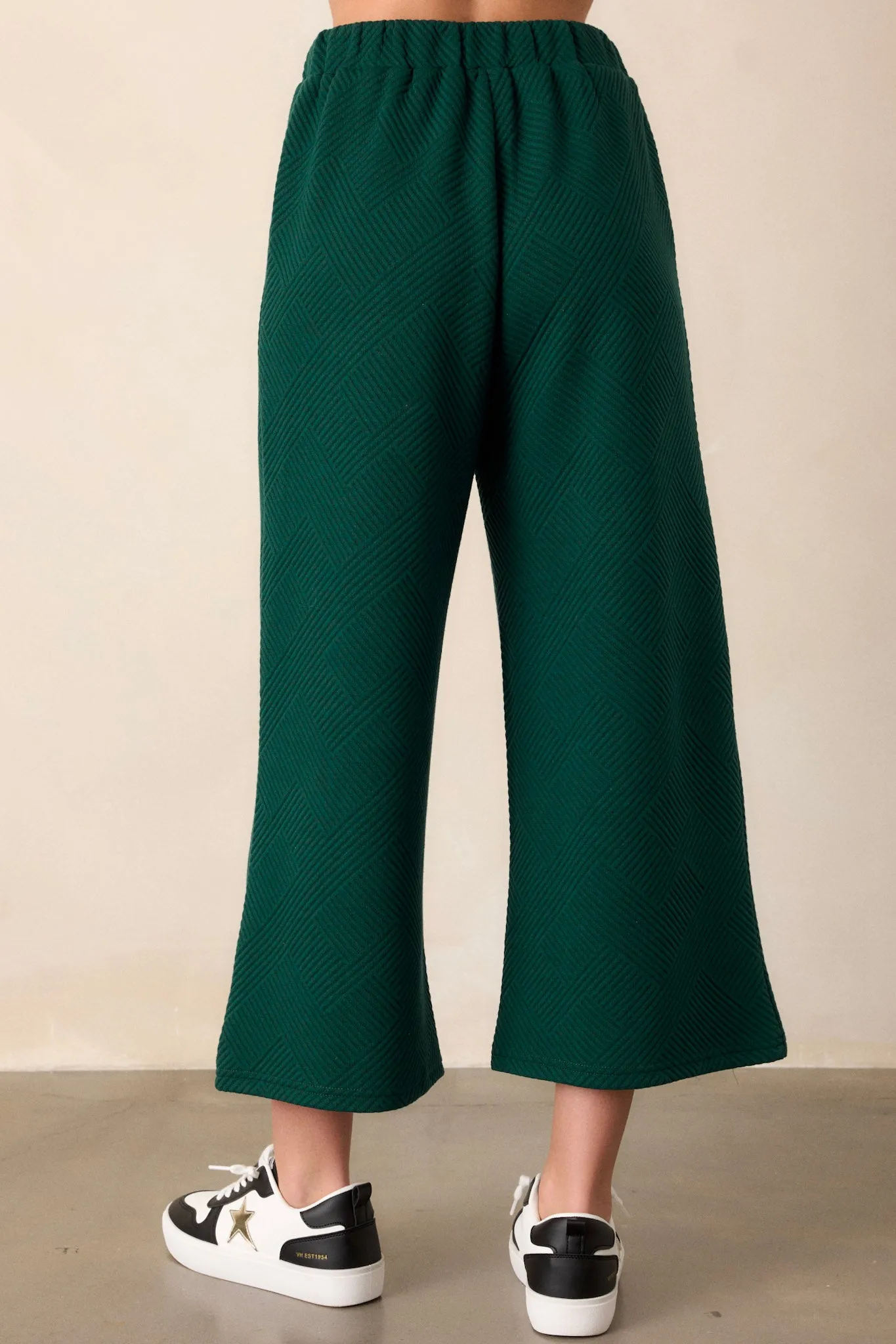 Tell Me Forest Green Cropped Textured Pants