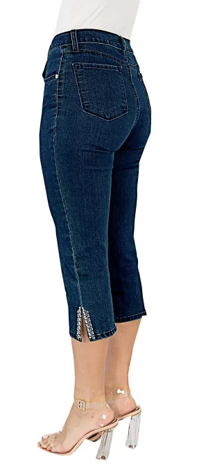 TrueSlim™ Indigo Slit Stone Capri