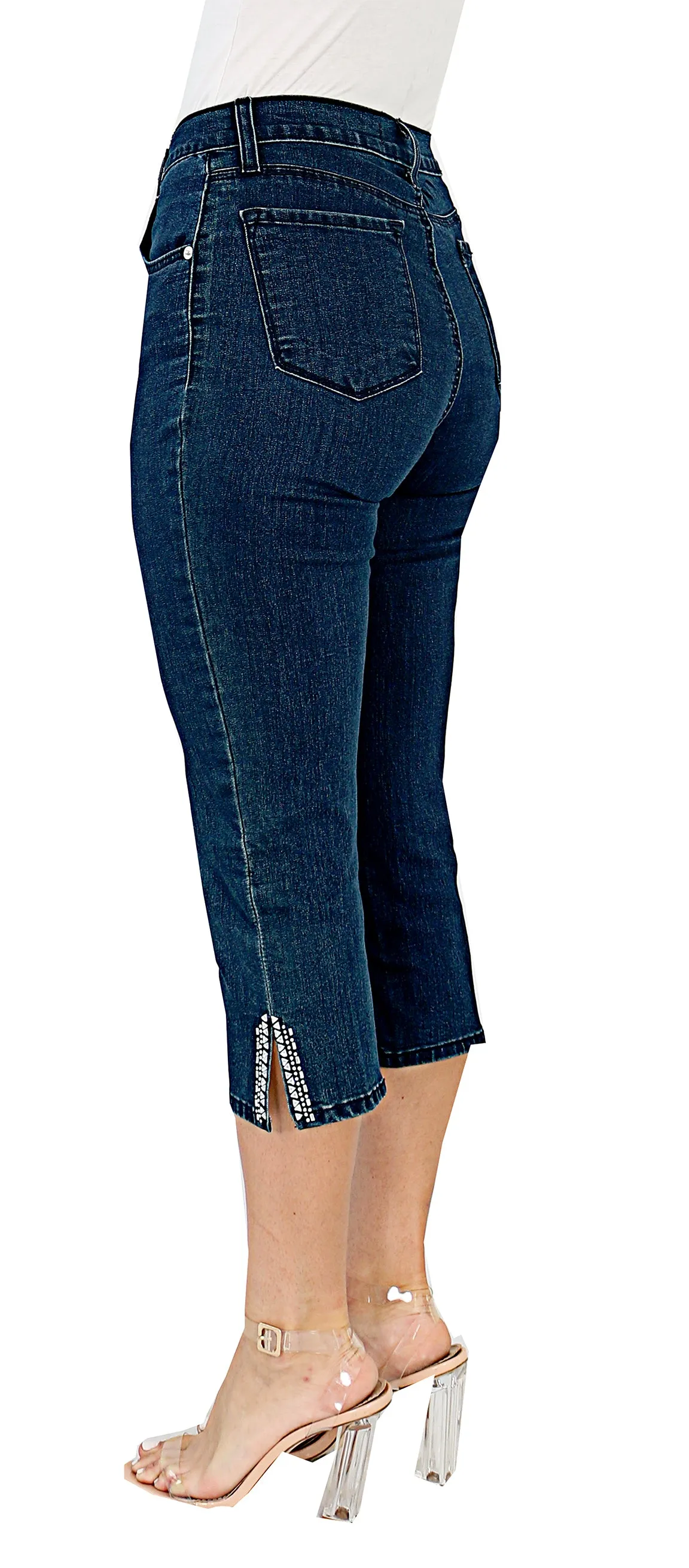 TrueSlim™ Indigo Slit Stone Capri