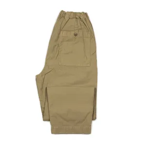 Wide leg easy pants in beige cotton and linen reverse sateen