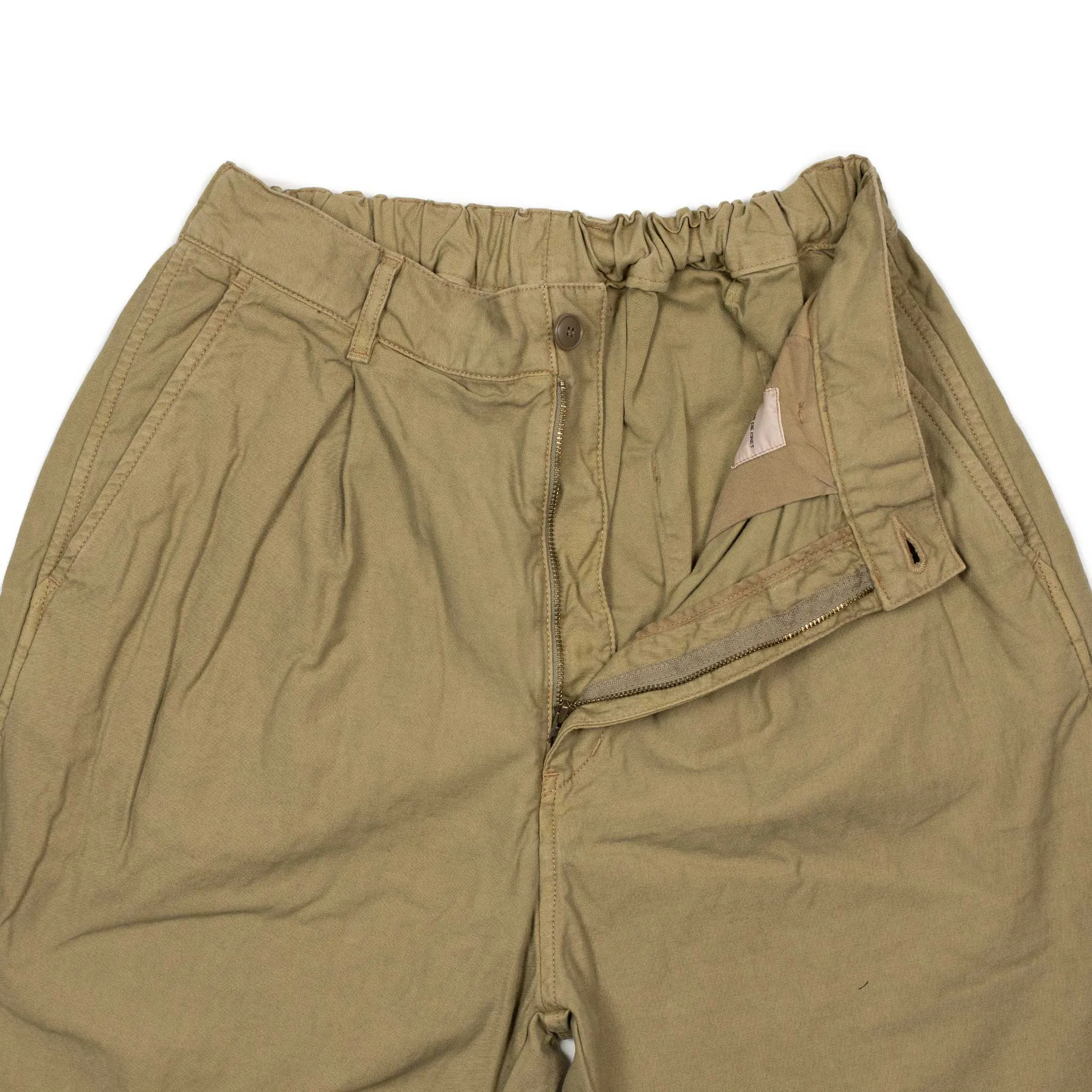Wide leg easy pants in beige cotton and linen reverse sateen