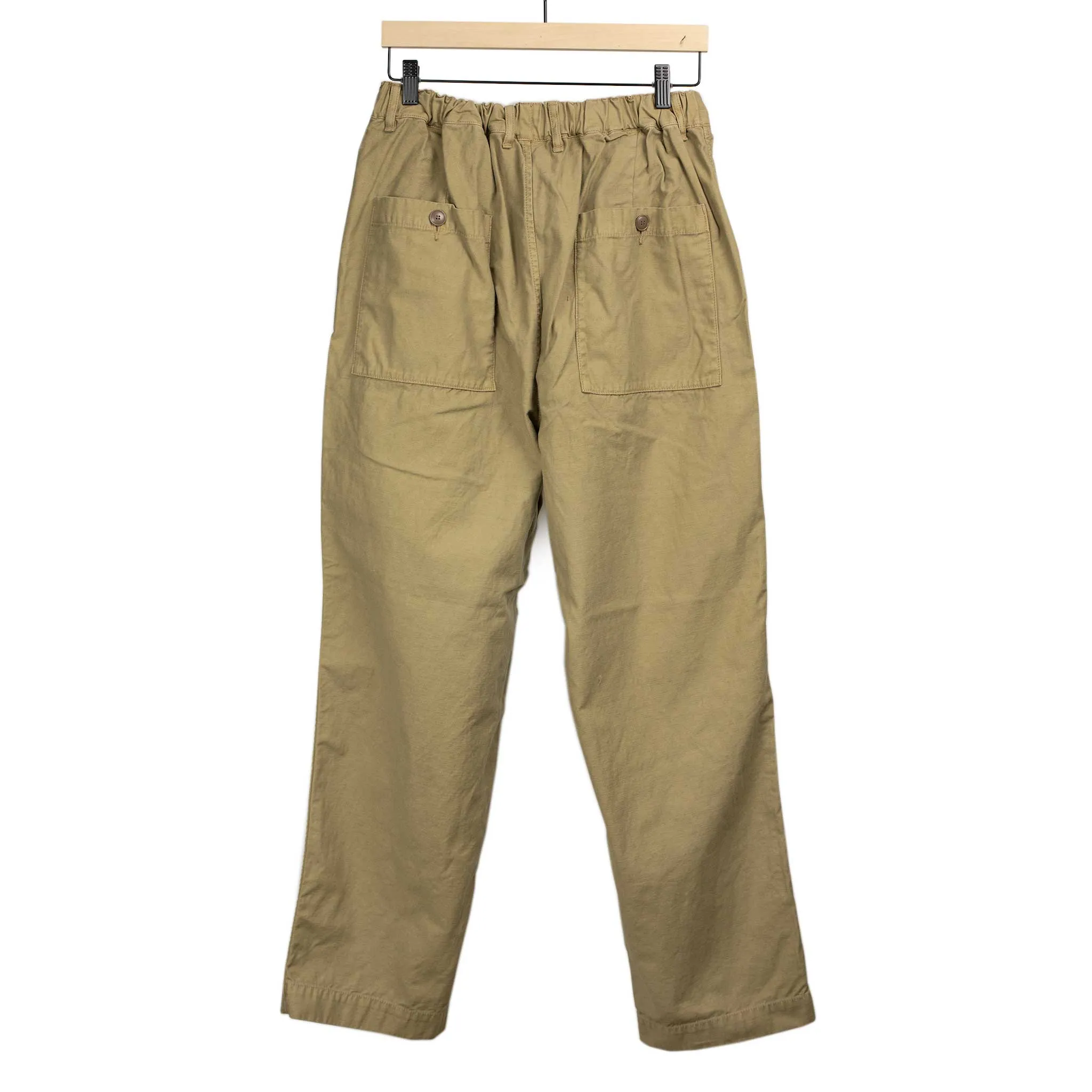 Wide leg easy pants in beige cotton and linen reverse sateen