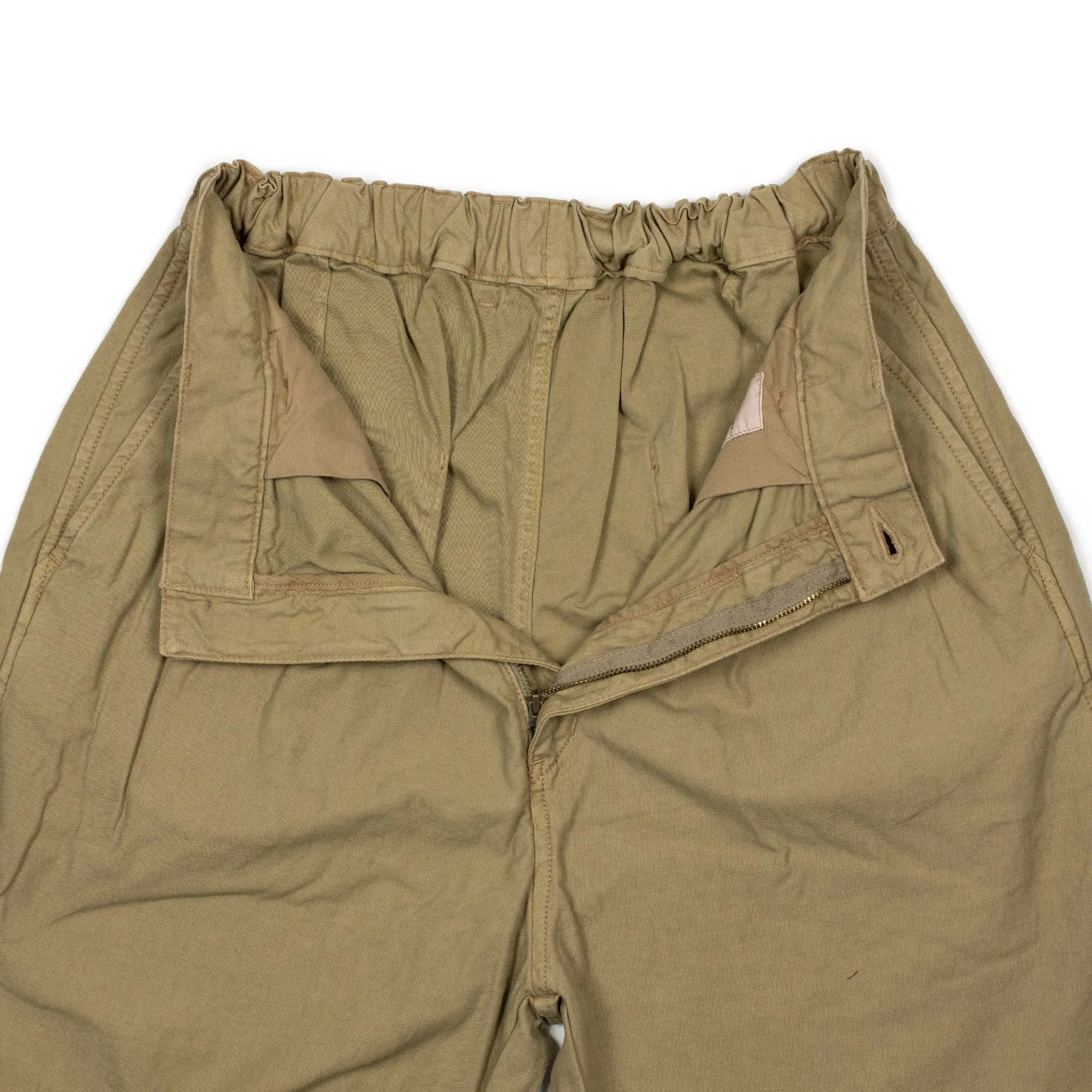 Wide leg easy pants in beige cotton and linen reverse sateen