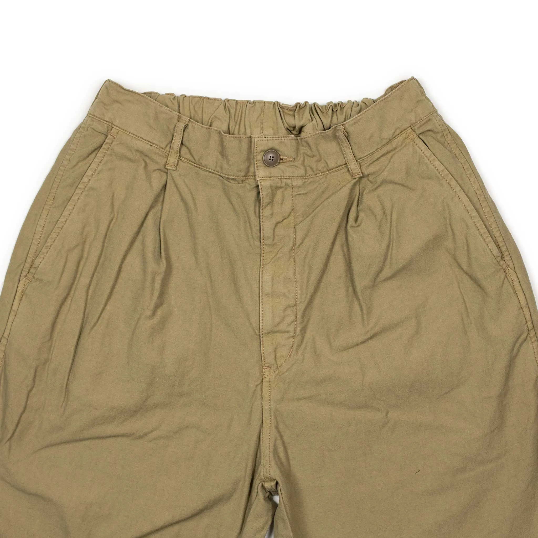 Wide leg easy pants in beige cotton and linen reverse sateen